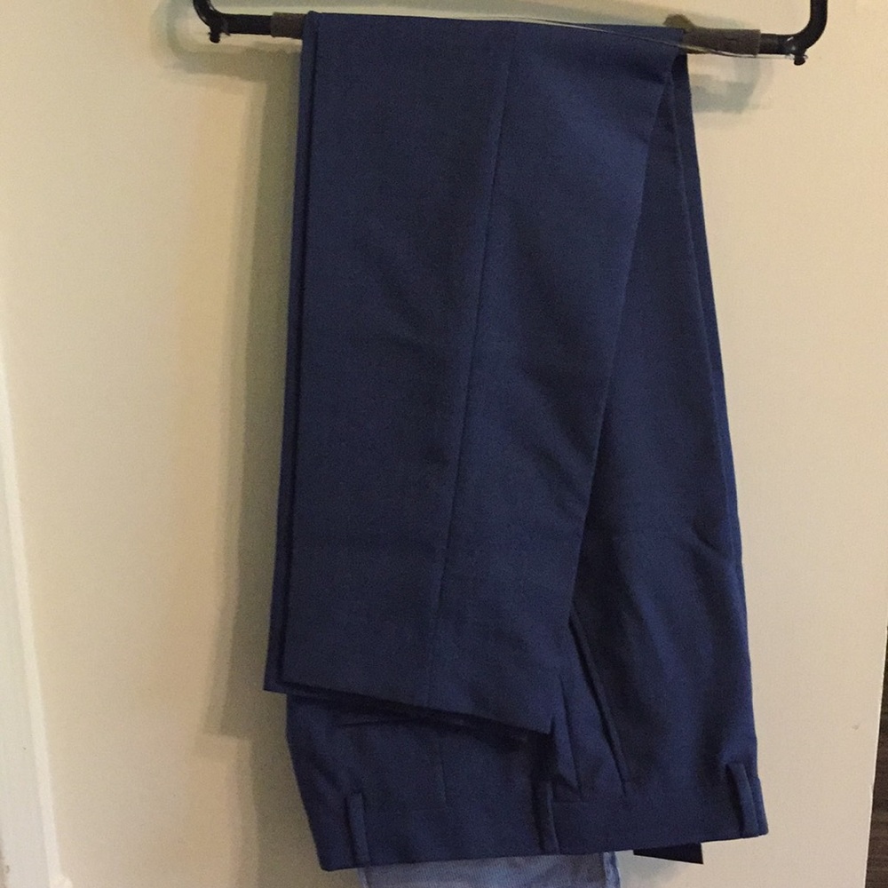 TM Lewin Trafalgar Trousers Blue Barberis Wool